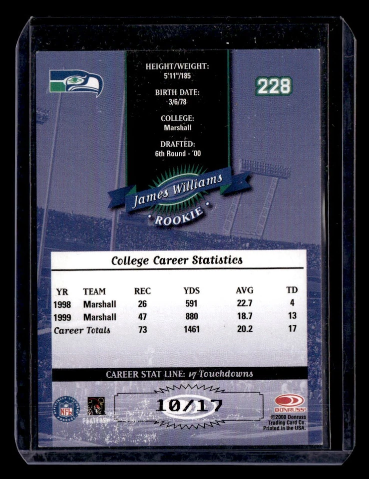 2000 Donruss #228 James Williams Stat Line Career - Image 2 of 2