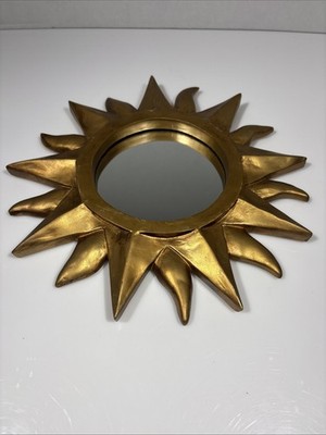 VTG CELESTIAL SUN WALL Mirror Hanging Gold Boho 3D Golden MCM Accent