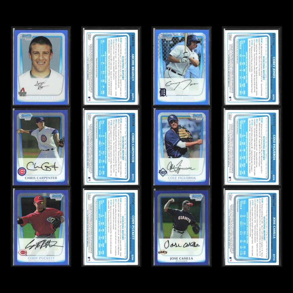 Лот из 50 бейсбольных карточек Bowman Chrome Blue Refractor оптовая продажа огромный! - Изображение 3 из 4