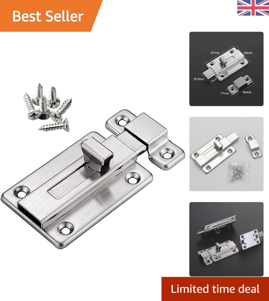 Door Lock Gate Bolt 3"" Stainless Steel Door Latch Gate Latch Sliding Bolts fo...