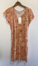Wonderly Smocked Peach Coral Floral Spring Summer Tiered Dress Medium NWT