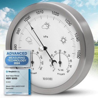 MAVORI 3in1 Analog Weather Station - Barometer, Hygrometer, Thermometer