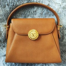 VALENTINO GARAVANI Handbag Leather Camel Vintage Authentic From Japan