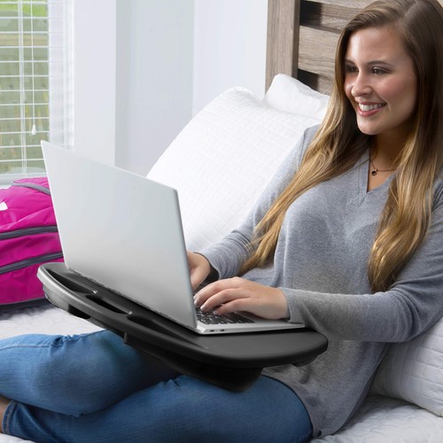 Portable Black Lap Desk For Laptops With Cushioned Support And Storage Wells - 第 8/8 張圖片