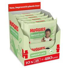 Image of Huggies Natural Care Baby Wipes - Pack of 10 (480 Wipes) – Plastic Free Wet