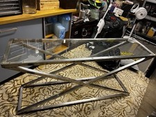 Chrome and glass console table