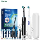 cordless Toothbrush Rechargeable With 4 or 8 Heads Choice 3 Colours deep clean