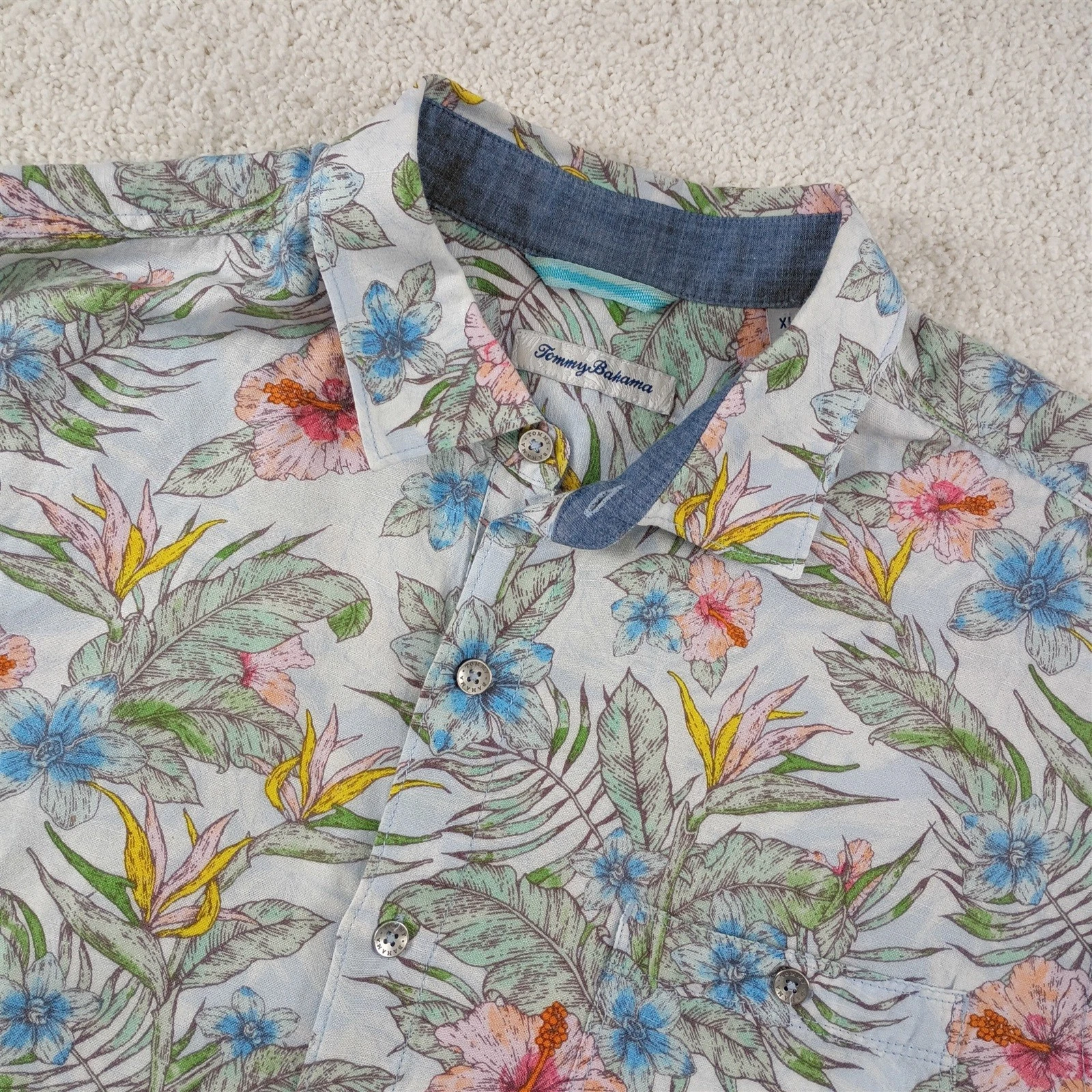 Tommy Bahama Linen Blend Shirt Mens XL Sketch Gardens