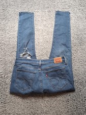 Levis 711 Jeans Women 31 Blue Skinny Mid Rise Pockets Stretch Denim Distressed