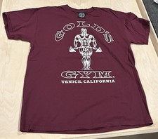 Gold's Gym Venice California Bodybuilding Workout T Shirt L Retro Maroon