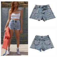 PacSun Acid Wash Ultra High Waisted Vintage Denim Shorts Size 25