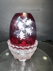 Fenton Fairy Lamp Ruby Red Holly Diamond Optic Signed