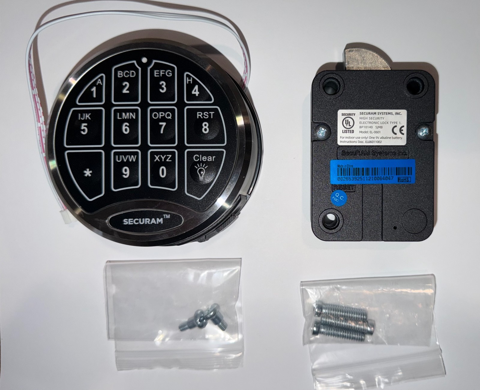 SecuRam Safelogic BackLit Electronic Lock & Keypad SET - Swingbolt - CNC Finish