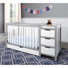 Graco Remi 4-in-1 Convertible Crib and Changer in White and Gray