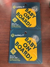 Safety 1st Baby On Board Signs Yellow NEW In Package With Suction Cup Set Of 2