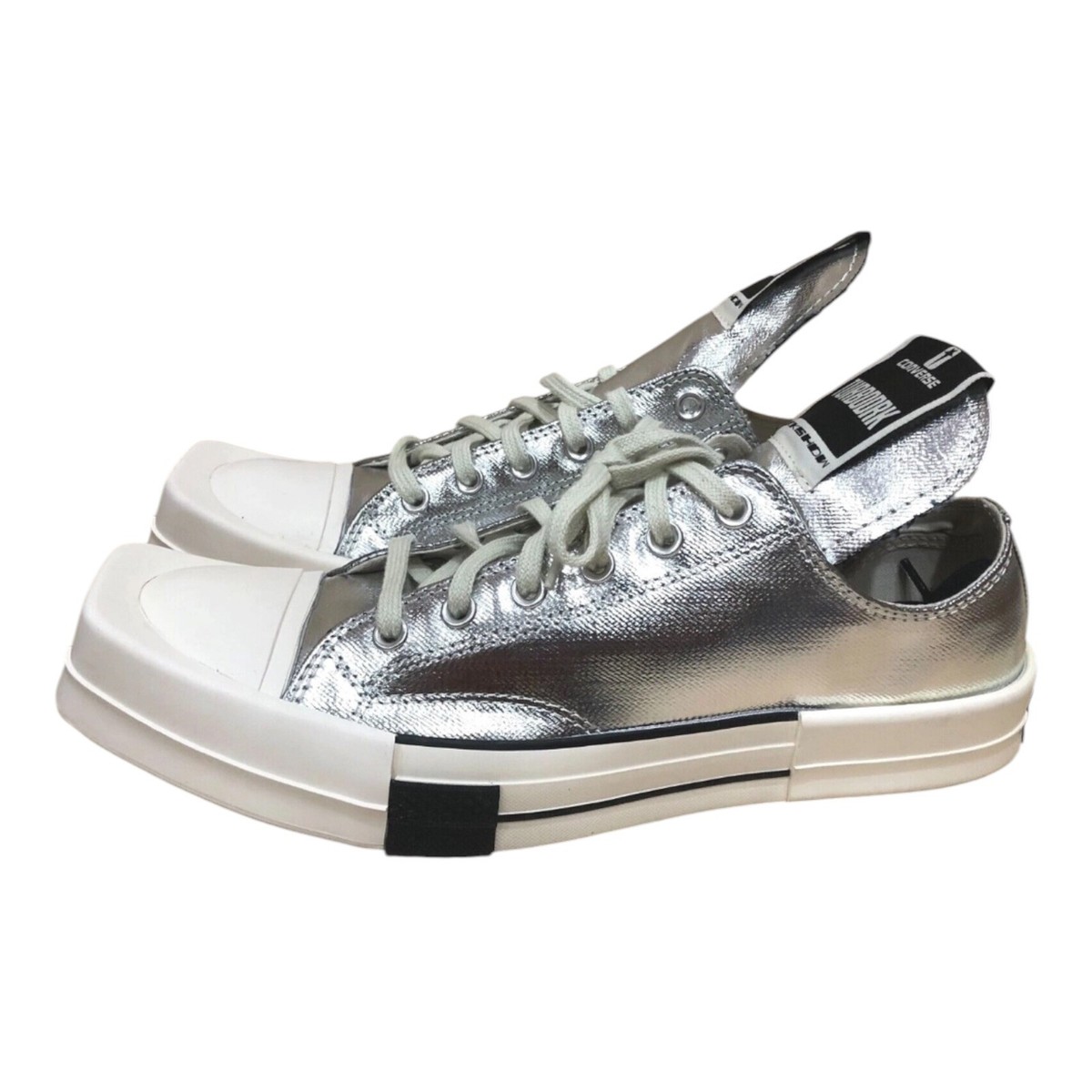 NEW! Converse RICK OWENS DRKSHDW TURBODRK Chuck 70 Low Silver Mens 