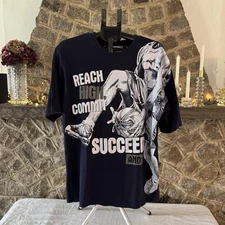 Reach High Commit Succeed  Basketball AND1 Tee Size L Navy Graphic Sport