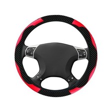 Car Steering Wheel Cover 15 Inch Carbon Fiber Steering Wheel Cover for Men Red