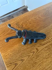 Vintage Cast Iron Black Beetle Boot Jack or Door Stopper 9” Long