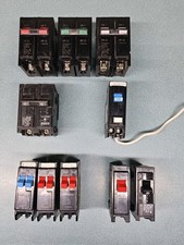 WESTINGHOUSE, SIEMENS, MURRAY BREAKERS USED LOT OF 10; 15, 20, 30, 40 AMP