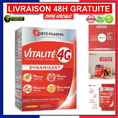 20 Ampoules de Vitalité 4G - Energy Booster Naturel avec Ginseng et Gelée Royale - Photo 1/4