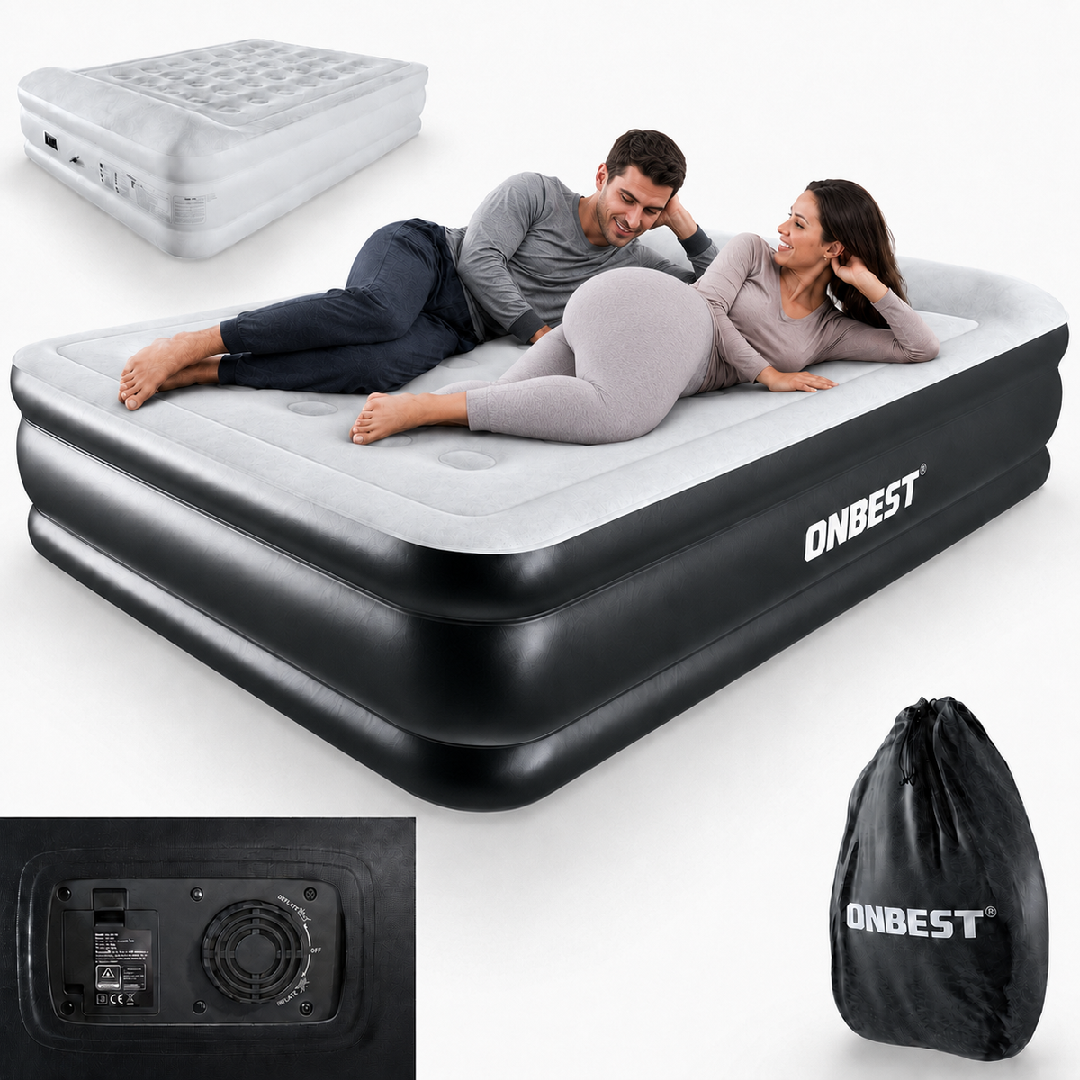 Luftmatratze selbstaufblasend mit integrierter Pumpe Kissen Luftbett Gästebett