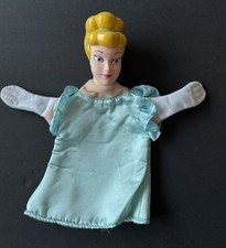 Vintage Cinderella Hand Puppet 10  Blue Satin Dress Plastic Rubber Head