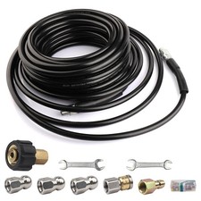 50FT Sewer Jetter Nozzles Kit Drain Cleaning Hose for Pressure Washer 5800PSI