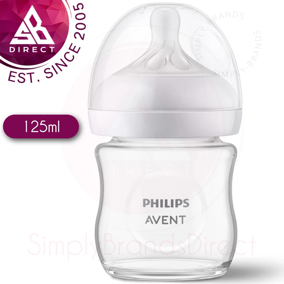 Philips Avent Natural Response 3.0 Glas Babyflasche 125ml Mit Fluss Nr. 2 Sauger - Bild 1 von 4
