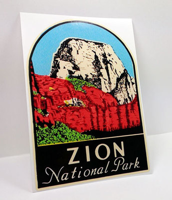 Zion National Park Vintage Style Travel Decal / Vinyl Sticker, Luggage ...
