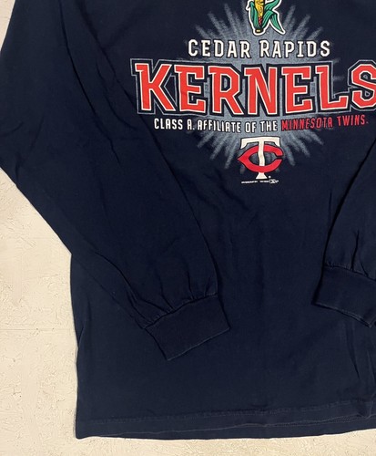 MiLB Cedar Rapids Kernels Baseball T-Shirt Large Y2K Sportswear Retro Blue - Picture 3 of 10