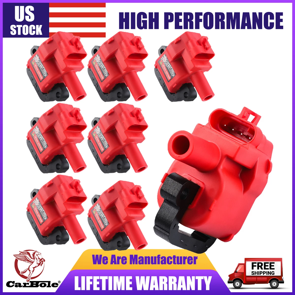 Juego De 8 Bobinas De Encendido Con Cables Para LS1/LS6 5.7L (97-05) Camaro, Firebird, Corvette