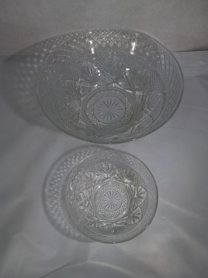 Tazón de vidrio transparente vintage Luminarc Chip & Dip JG Durand Arcoroc patrón de diamante Foto 2 de 4