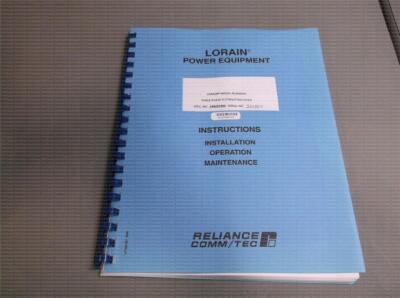 LORAIN RL400E50  LORAIN POWER EQUIPMENT INSTRUCTIONS      XX04364