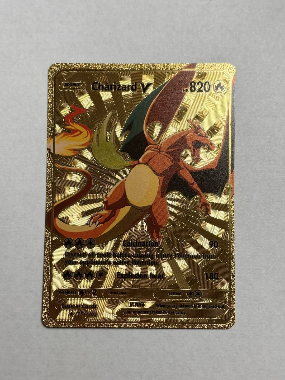 Charizard V Gold Foil Display Card Explosion Heat 820 HP Full Art NM