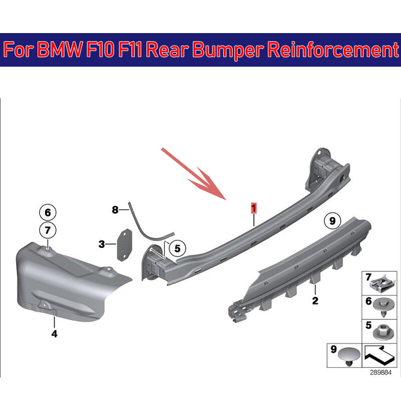 For 11-16 BMW 5 Series F10 F11 Rear Bumper Reinforcement Impact