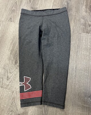 Under Armour Women s Small Gray Fitted Graphic Cotton Blend Stretch Capri Pants
