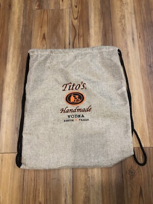 Vintage Retro Style Titos Vodka Handmade Austin Drawstring Knapsack Backpack Bag