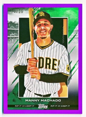 2020 Topps RIP Manny Machado Purple Unripped Rip Card #93 (xx/25) - QTY AVAIL