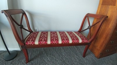 Antique Bench Chair Settee Scrolled Arms And Medallion Sides New