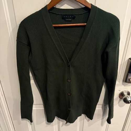 Hatch The Ribbed Knit Cardigan Maternity Olive Green Size 2 Medium Pregnancy - Picture 4 of 8
