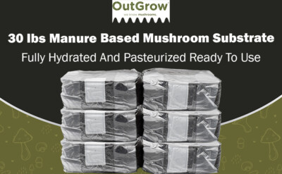 30 lbs Manure-Based Mushroom Substrate (6 x 5 lb Bags)   Pasteurized Bulk Substr