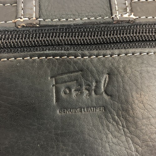 Fossil Black Diagonal Suede & Leather & Patent Clutch Wallet - Picture 10 of 10