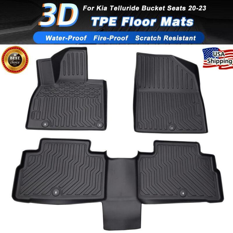 2020-2024 Kia Telluride 3D TPE All-Weather Floor Mats for Bucket Seats