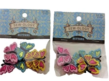 Sew-Ology 2 Packs Glitter Butterfly Shank Buttons 12 Butterflies Total