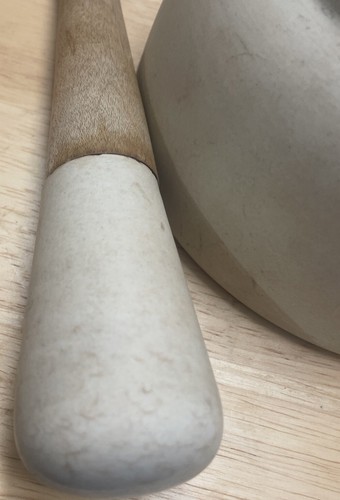 Antique Mortar & Pestle, Stamped, Wooden Handle Large ‘B’Makers Mark On Bottom - Picture 12 of 15