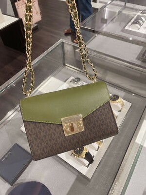 Michael Kors Rose Medium Logo Signature MK PVC Shoulder Bag 