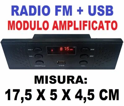 SHARD-LAB 😍 MODULO AMPLIFICATO CASSA ACUSTICA PANNELLO INCASSO RADIO + USB * 17,5 X 5 CM