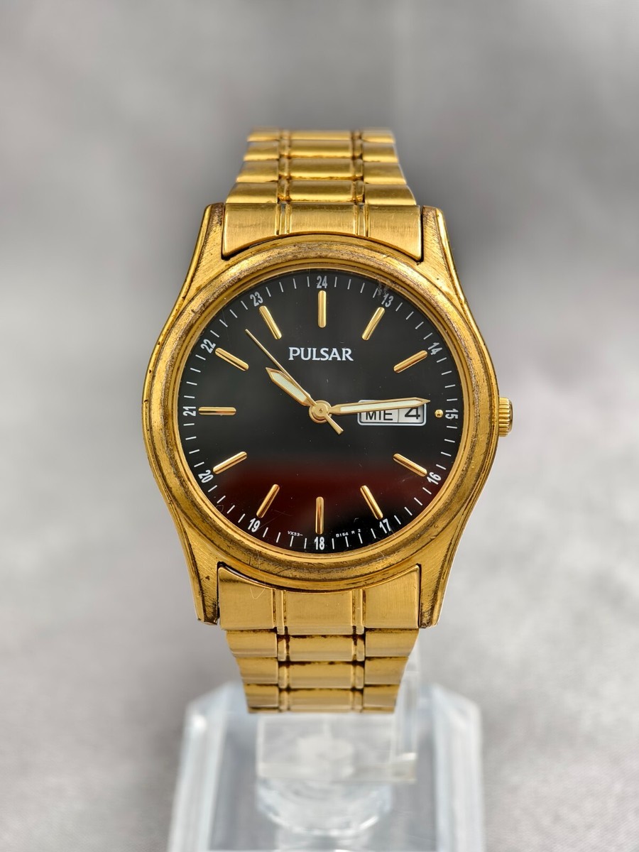 PULSAR 腕時計 Pulsar V722-X036 Quartz Analog Gold Tone Men's Watch | eBay