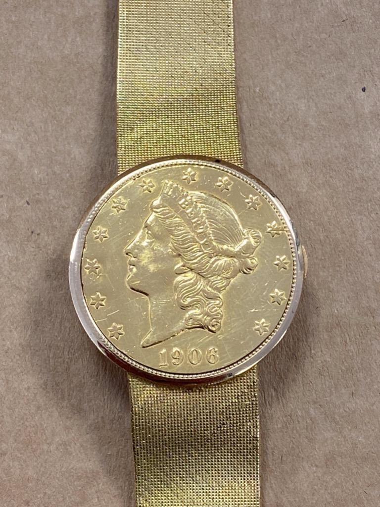 VACHERON CONSTANTIN 1906 TWENTY DOLLAR LIBERTY COIN 18K YG 34mm